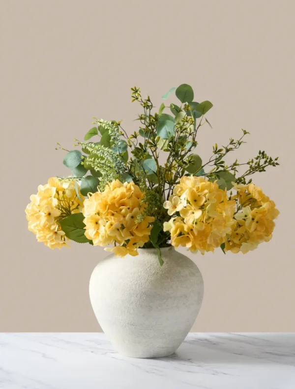 hydra_yellow Faux Arrangement — Eucalyptus & Hydrangea