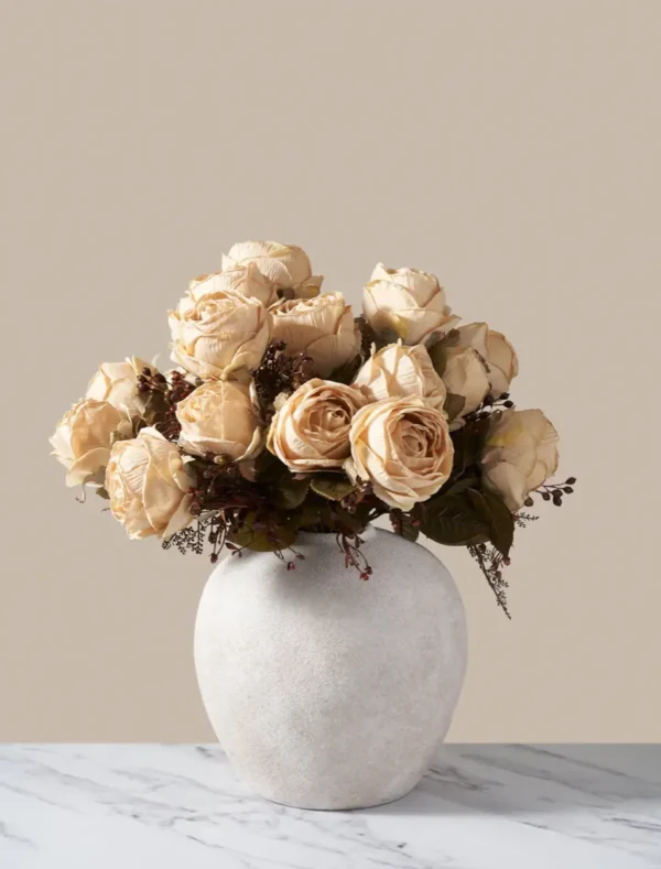 Large Rose Faux Arrangement — Beige (21 Roses)
