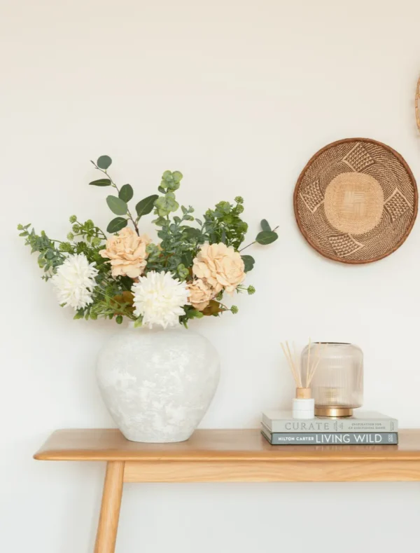 Cream Peony & Eucalyptus Faux Arrangement