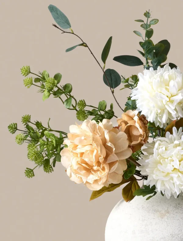 Cream Peony & Eucalyptus Faux Arrangement