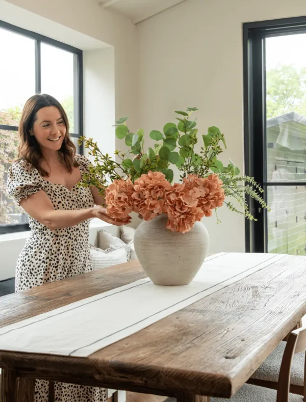 Eucalyptus & Apricot Hydrangea Faux Arrangement