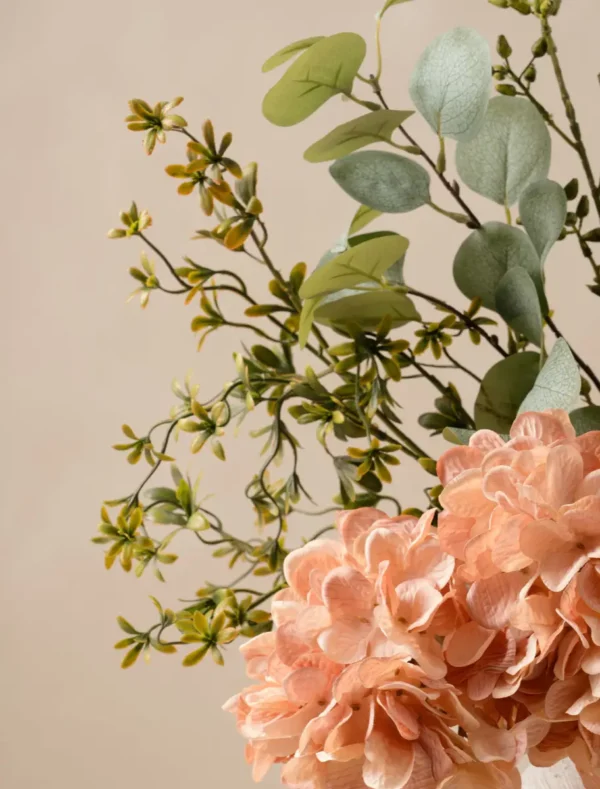Eucalyptus & Apricot Hydrangea Faux Arrangement