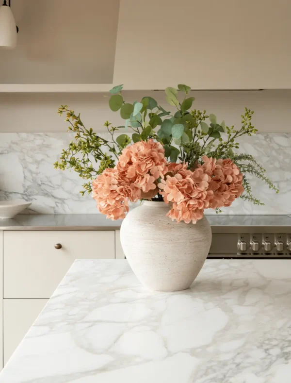 Eucalyptus & Apricot Hydrangea Faux Arrangement
