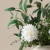 p133_g2 White Dahlia & Green Foliage Faux Arrangement