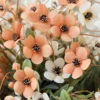 Close-up Detail - Petal and Stem Texture Peach & White Wildflower Faux Bouquet (12 Stems)