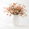 Hero Product Image - Premium Ceramic Vase Peach & White Wildflower Faux Bouquet (12 Stems)