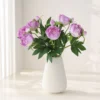 Main Product Image - Minimal Ceramic Vase (1) Premium Real-Touch Peony Bush - 18” Faux Silk Peonies for Home Decor