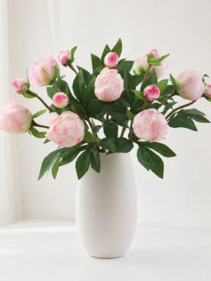 Main Product Image - Minimal Ceramic Vase Stella Premium Real-Touch Faux Peony Stem - Silk Peonies for Home Decor