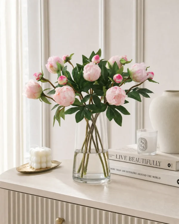 Styling Image - Home Decoration Stella Premium Real-Touch Faux Peony Stem - Silk Peonies for Home Decor